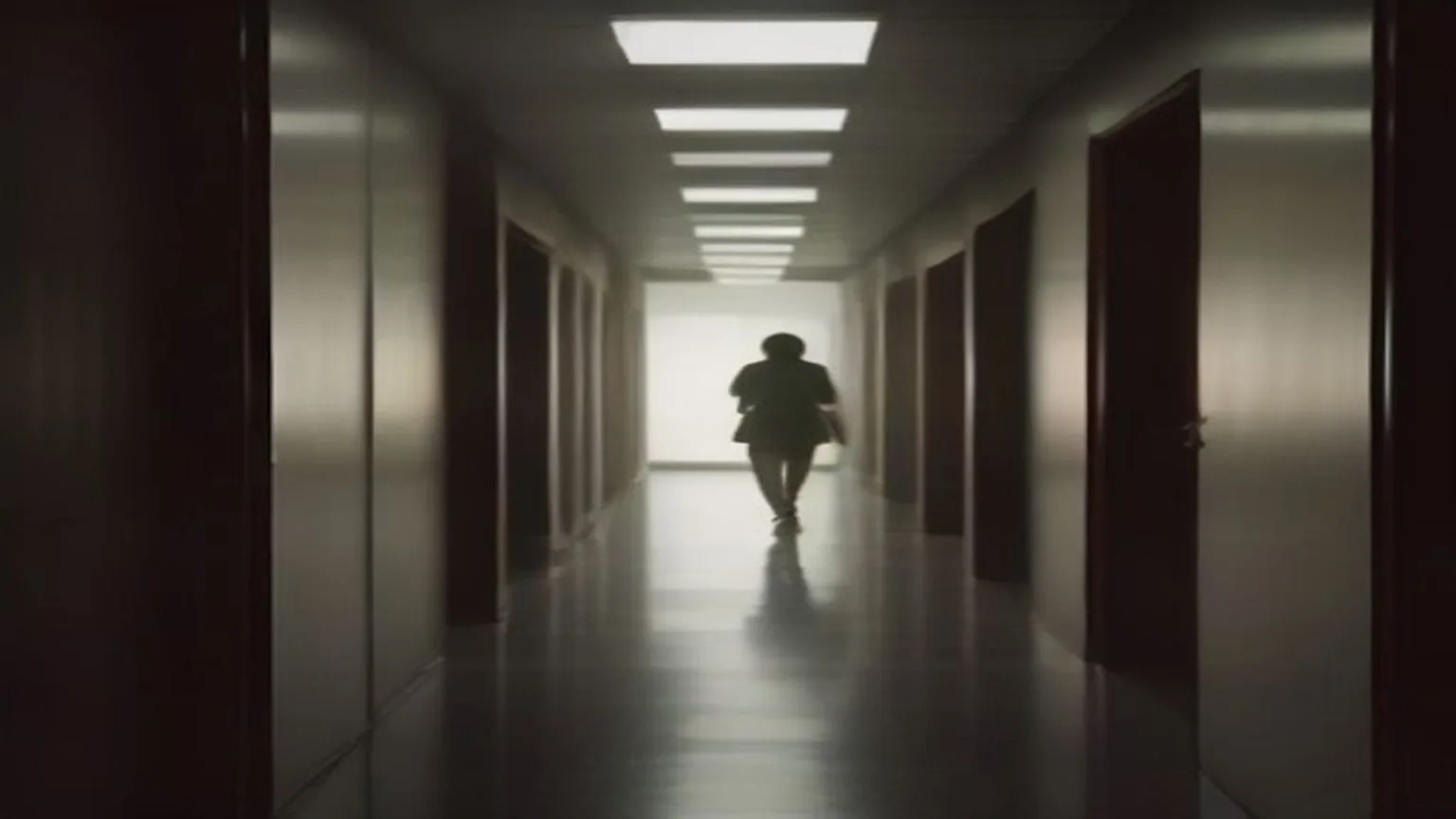Professional walking toward light at end of corridor — next step